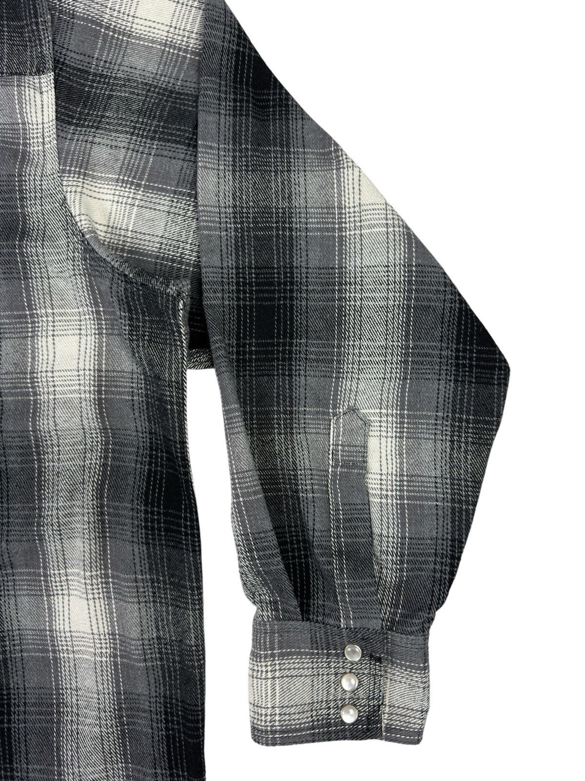 Hickory Shirt Retro Grey Plaid Pearl Snap Western Shirt 2XL