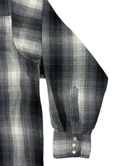 Hickory Shirt Retro Grey Plaid Pearl Snap Western Shirt 2XL