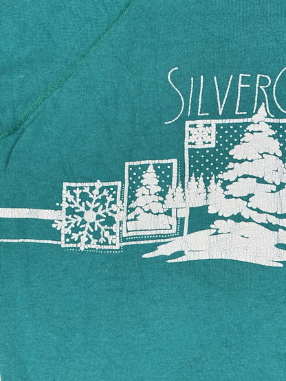 Vintage Green Printed Christmas Graphic Jumper XL