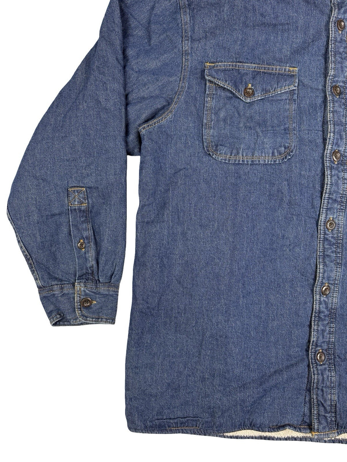 Levi's Blue Sherpa Fleece Lined Haywood Denim Button Shirt Jacket Large