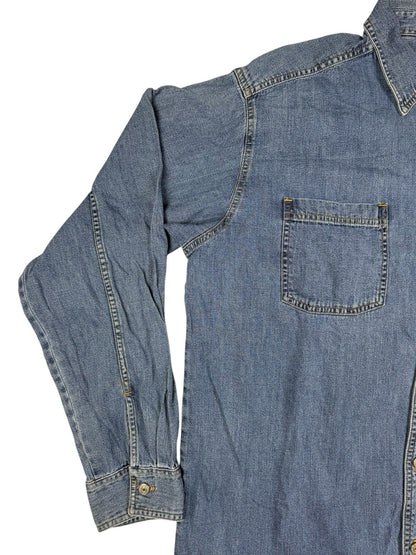 Levi's Blue Cotton Denim Button Up Shirt Large