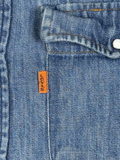Levi's Vintage 70s Orange Tab Blue Chambray Pearl Snap Western Work Shirt Medium