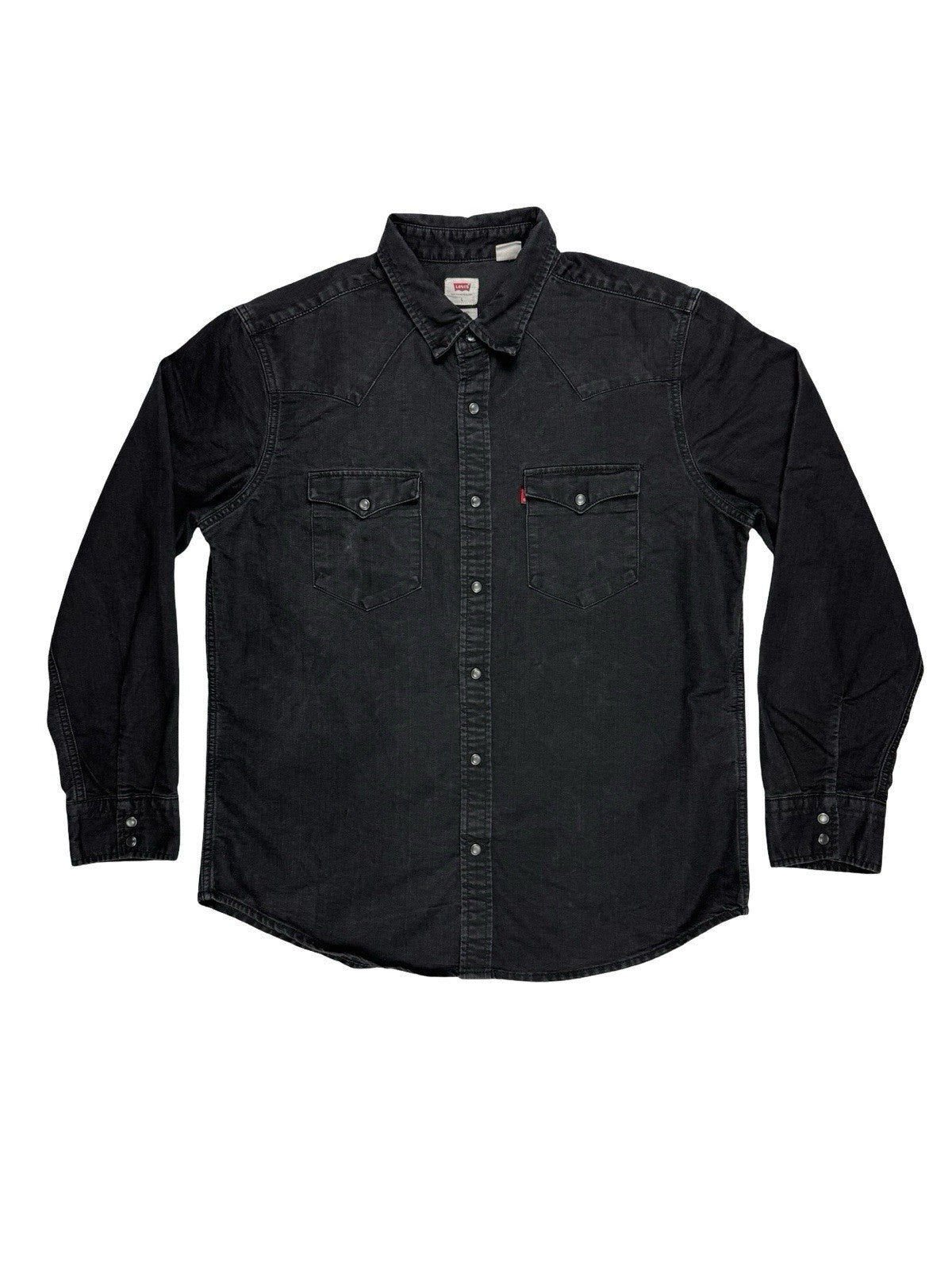 Levi's Faded Black Pearl Snap Western Denim Shirt Large