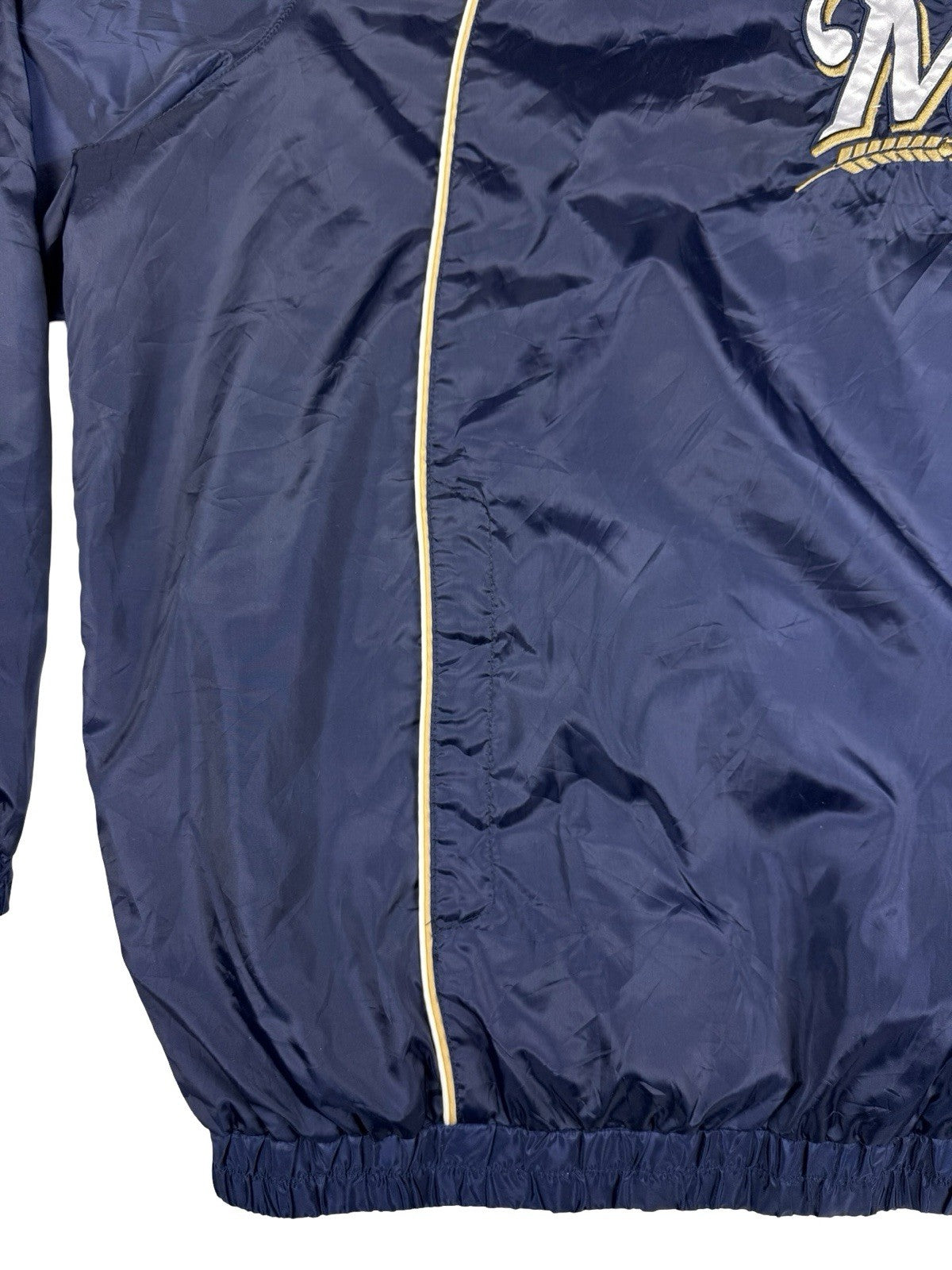 MLB Milwaukee Brewers Blue Pullover Windbreaker Jumper Jacket 2XL