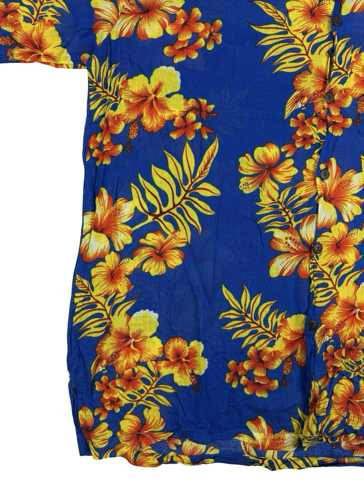 India Boutique Blue Floral Hawaiian Beach Holiday Short Sleeve Shirt Large