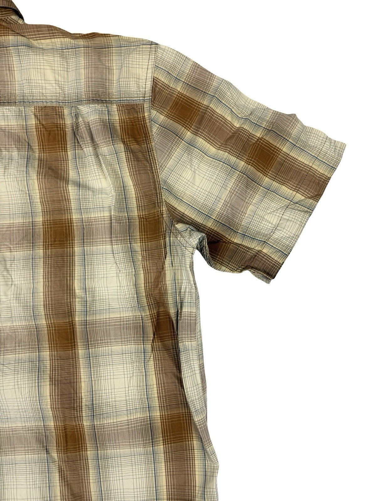 Carhartt Relaxed Fit Lightweight Beige Plaid Short Sleeve Shirt Medium