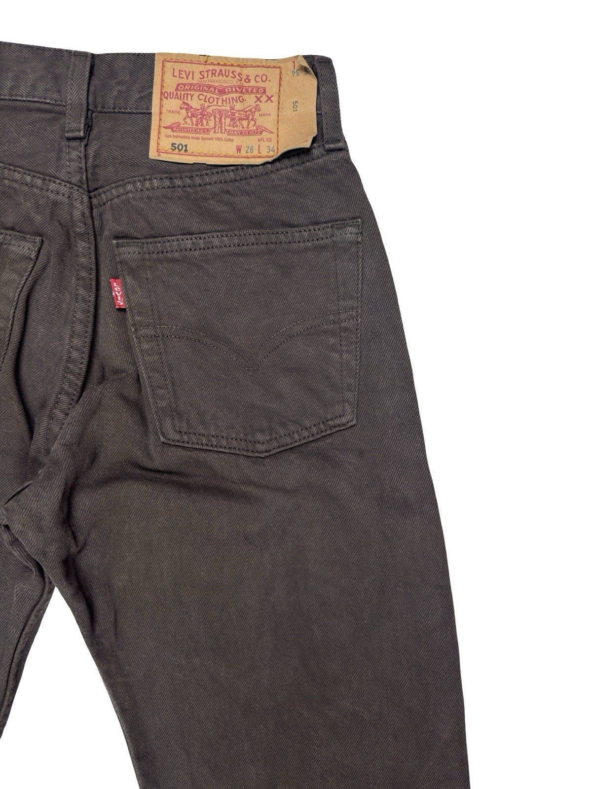 Levi's 501 Vintage Brown Straight Leg Denim Jeans 26W 34L
