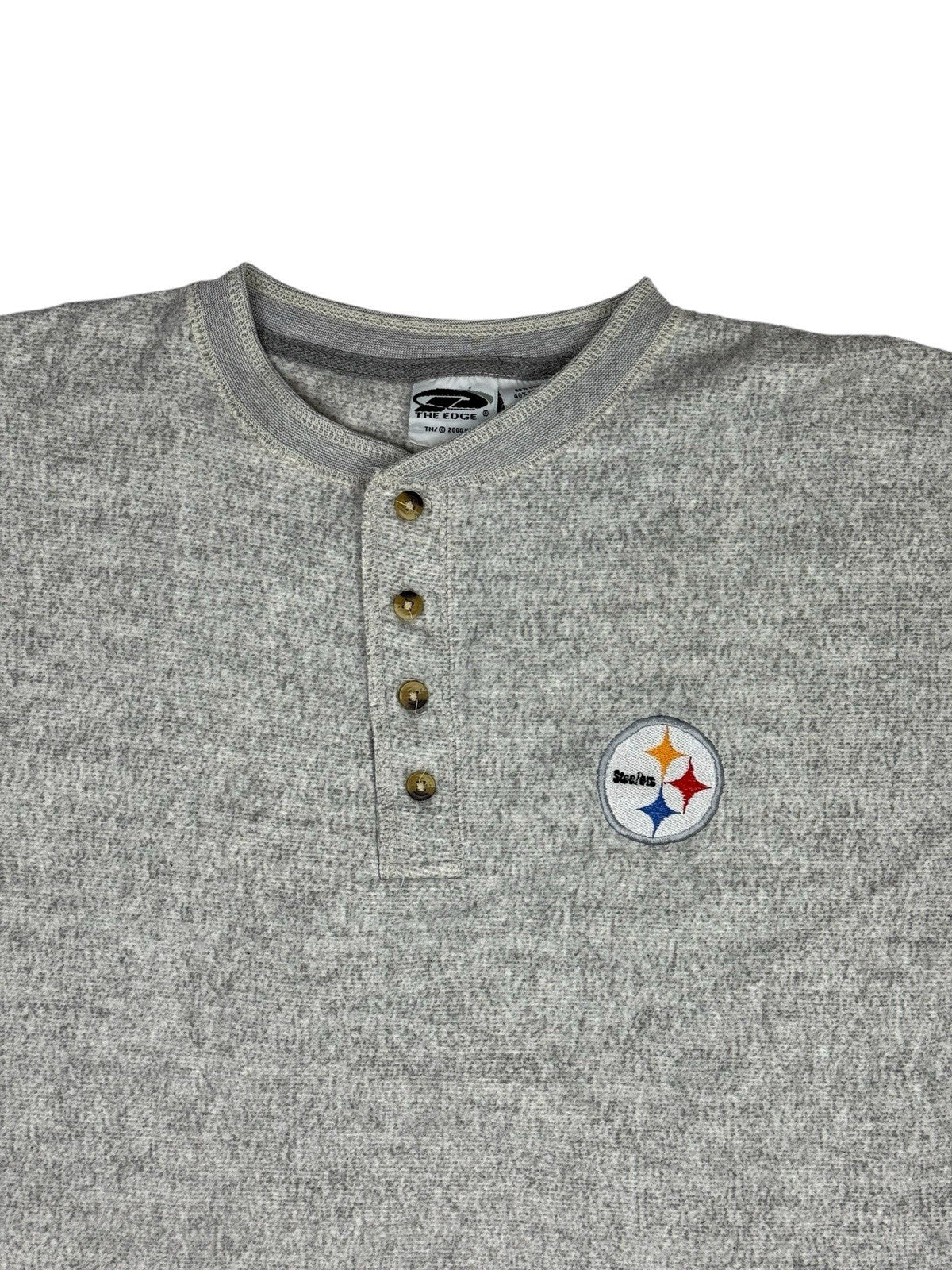 Pro Edge NFL Vintage Pittsburgh Steelers Grey Henley Jumper XL