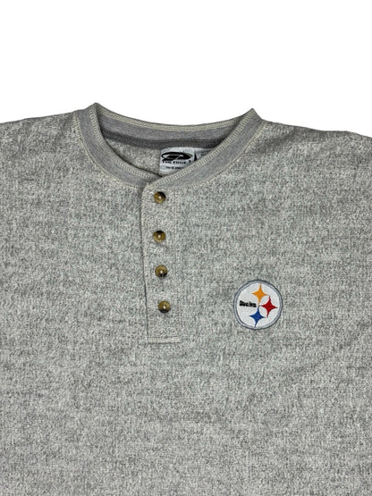 Pro Edge NFL Vintage Pittsburgh Steelers Grey Henley Jumper XL