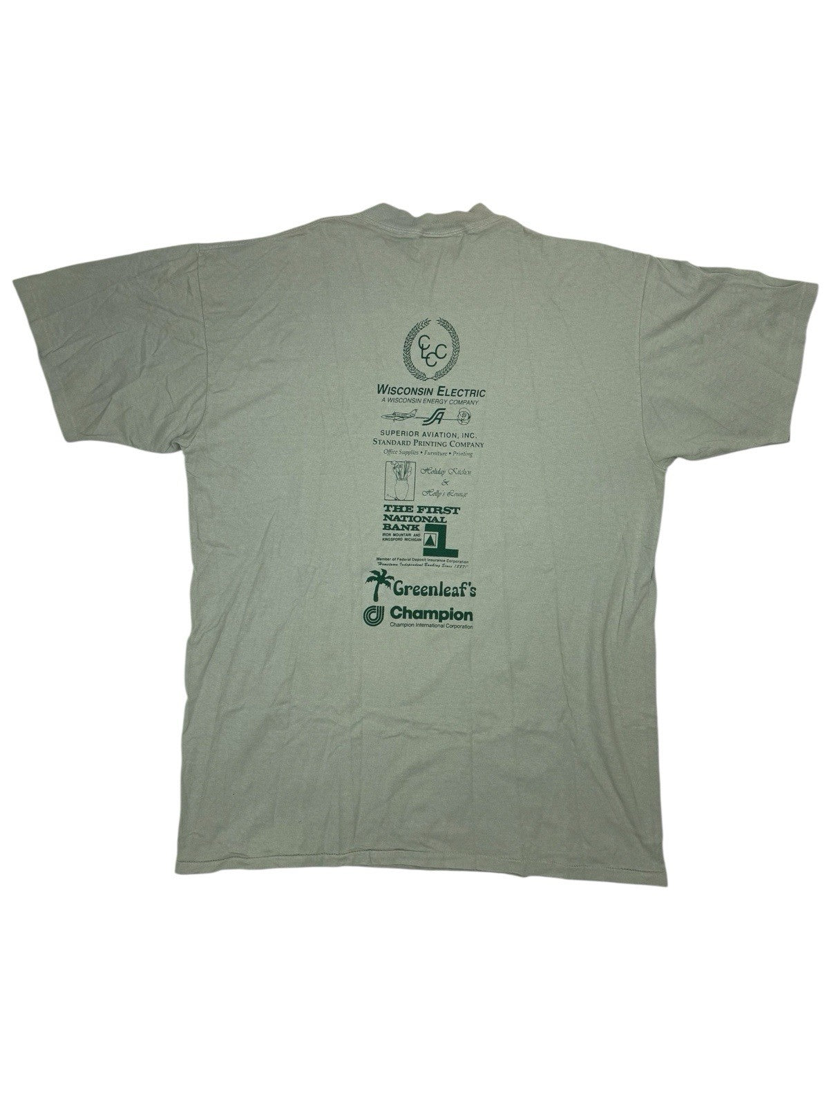 Vintage Green Cotton Michigan Triathlon '97 Americana Top XL