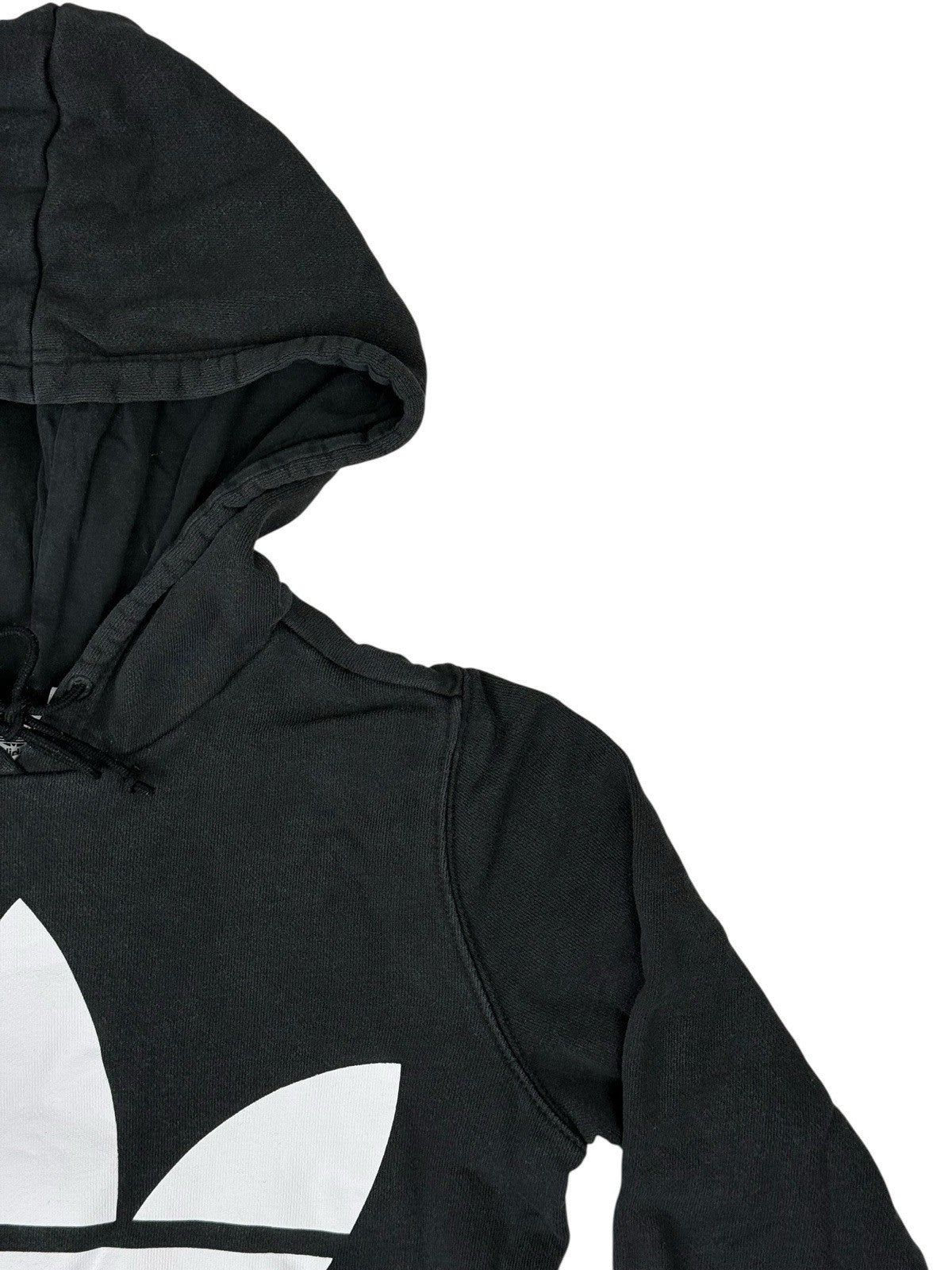 Adidas Black Big Trefoil Printed Logo Hoodie Size 10