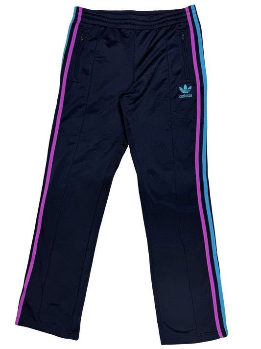 Adidas Blue Firebird 3 Stripe Trefoil Track Bottom Pant Trousers Women's Size 10