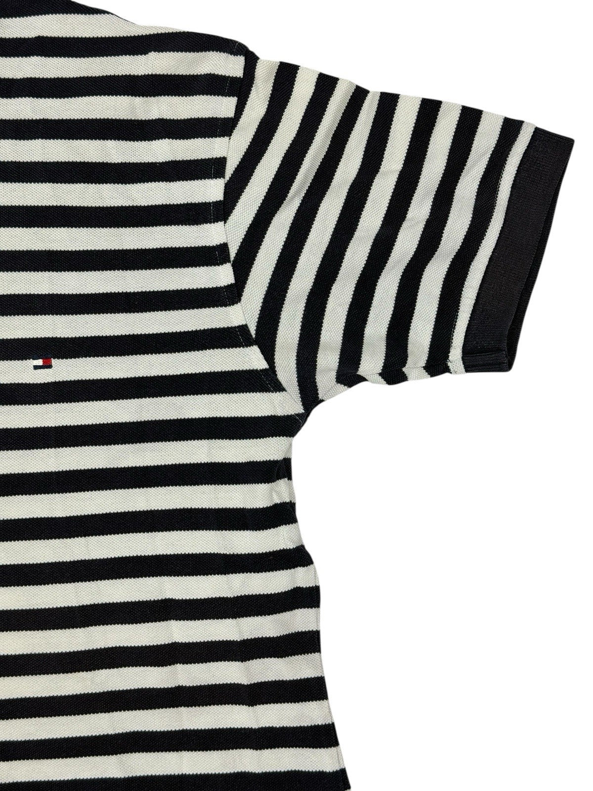Tommy Hilfiger Blue Striped Cotton Polo Top Small