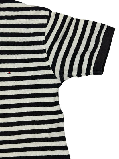 Tommy Hilfiger Blue Striped Cotton Polo Top Small