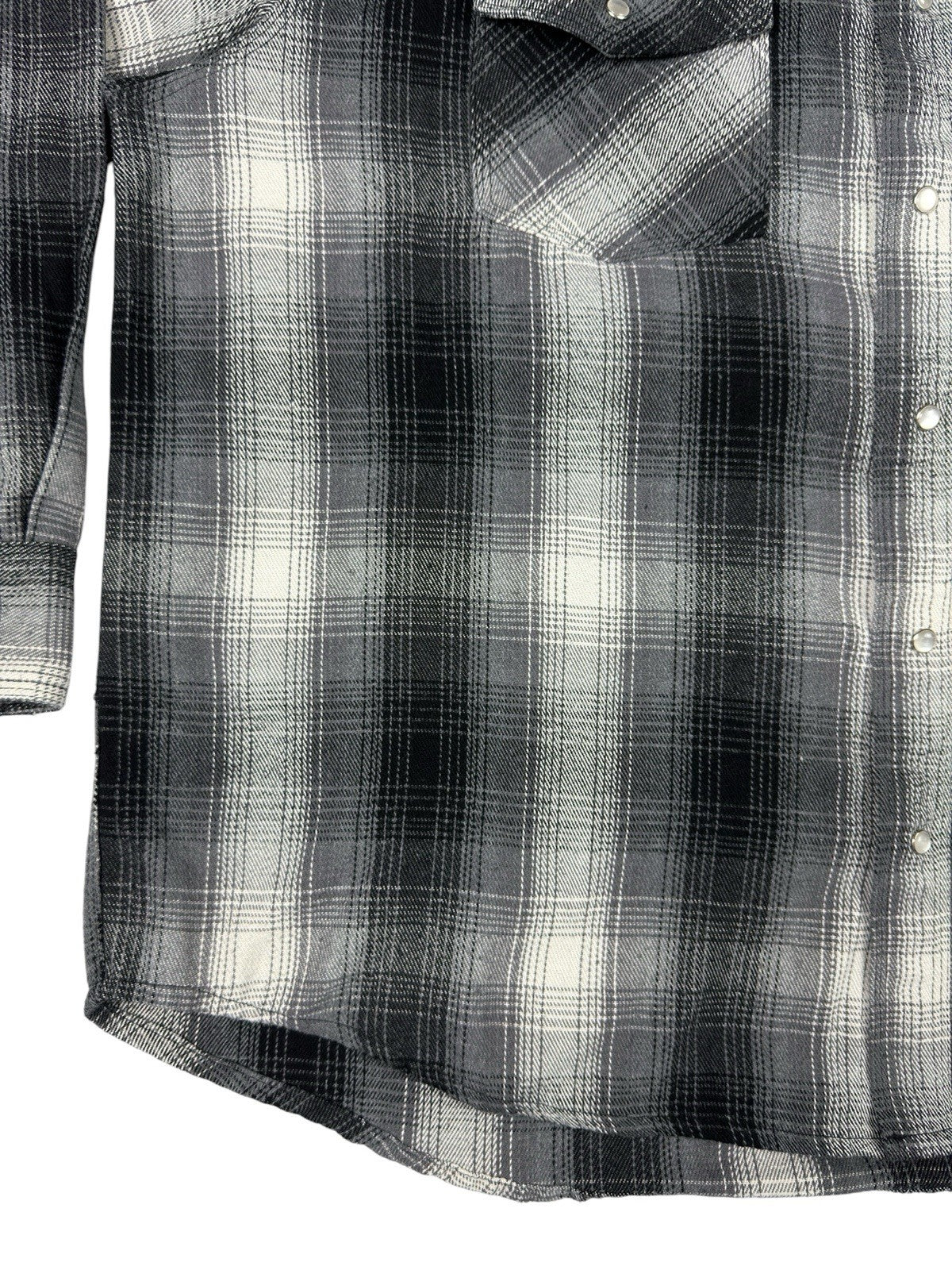 Hickory Shirt Retro Grey Plaid Pearl Snap Western Shirt 2XL