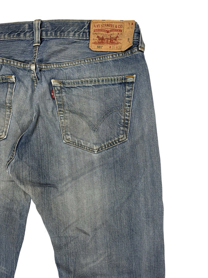 Levi's 501 Original Blue Straight Leg Button Fly Denim Jeans 36W 32L