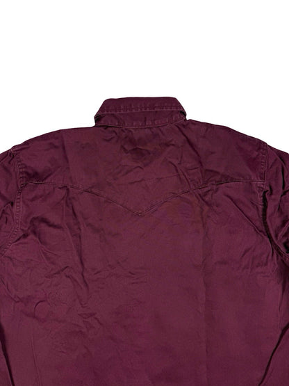 Wrangler Maroon Western Cowboy Pearl Snap Shirt Large