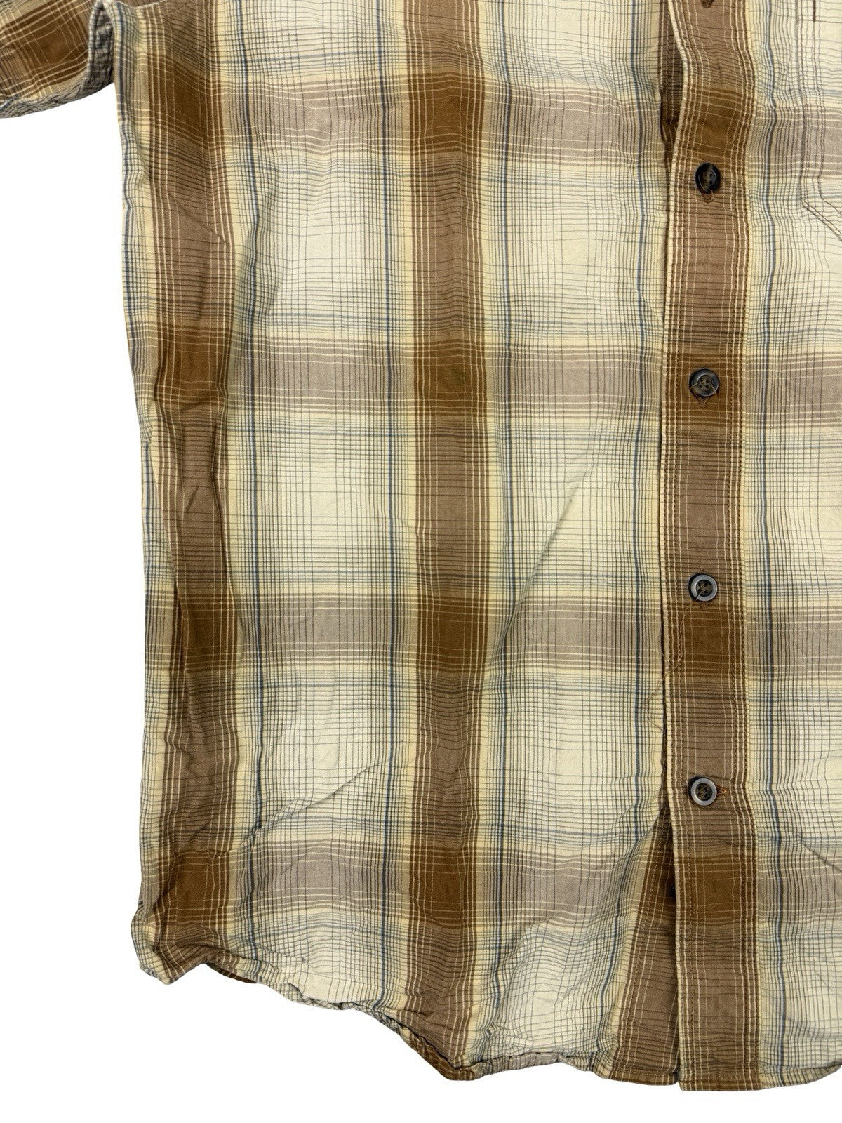 Carhartt Relaxed Fit Lightweight Beige Plaid Short Sleeve Shirt Medium