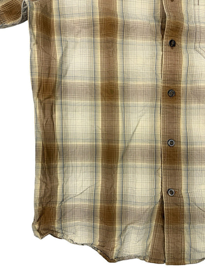 Carhartt Relaxed Fit Lightweight Beige Plaid Short Sleeve Shirt Medium