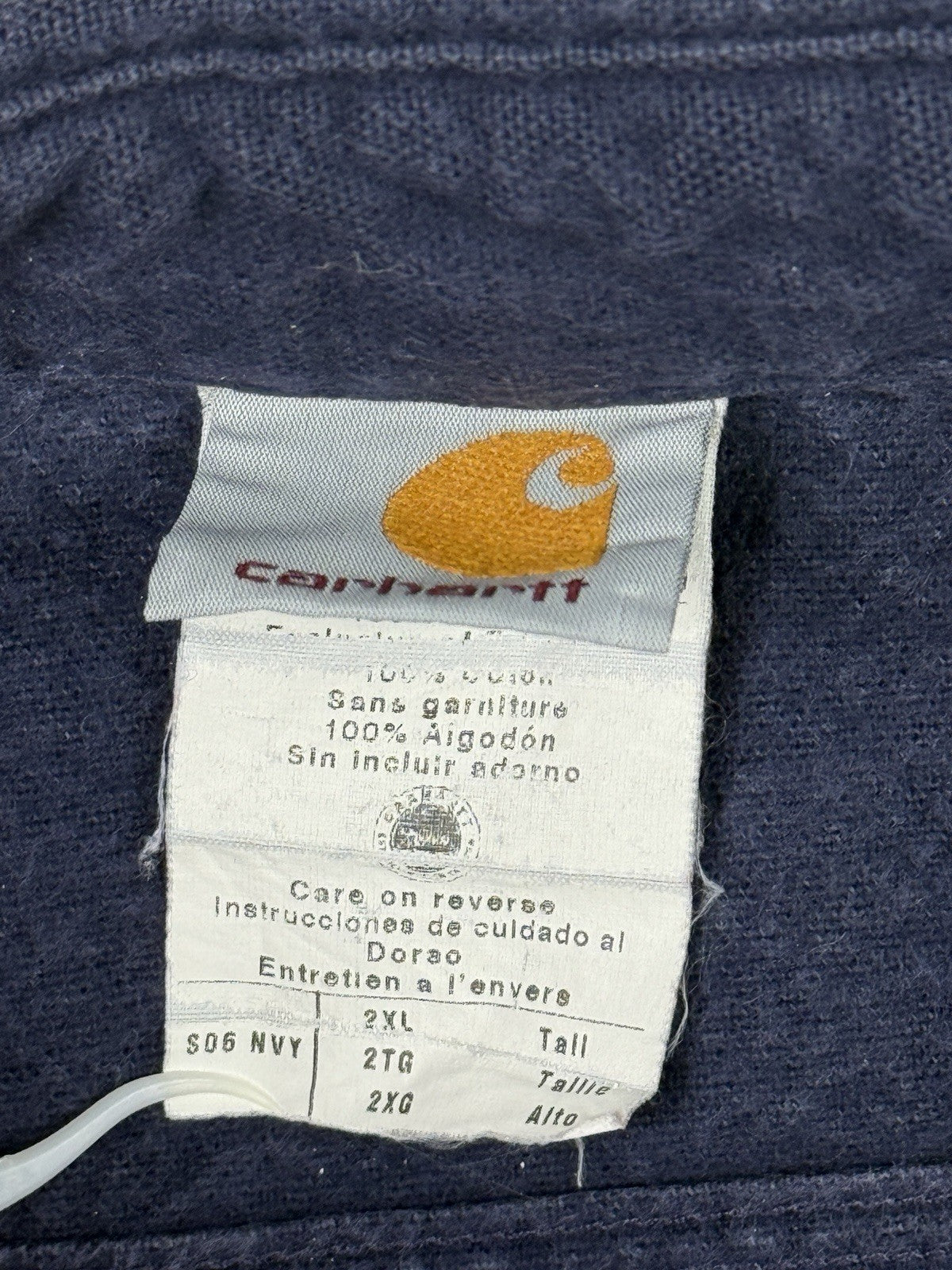 Carhartt Vintage S06 NVY Blue Heavy Cotton Work Shirt 2XL Tall USA