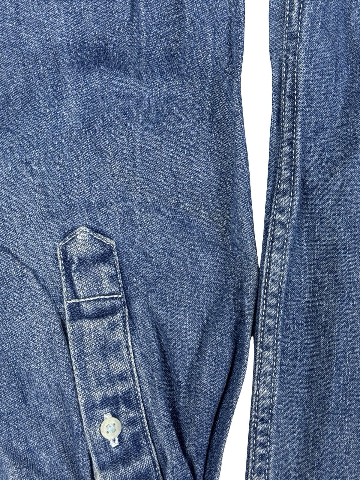 St John's Bay Vintage Blue Denim Workwear Shirt Small