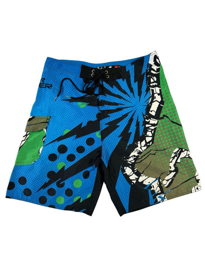 Quiksilver Retro Y2K Crazy Fox Pattern Board Swim Shorts 34W Large