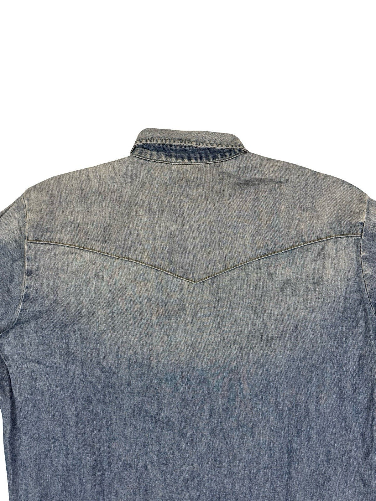 Lee Faded Blue Retro Pearl Snap Denim Western Shirt Medium