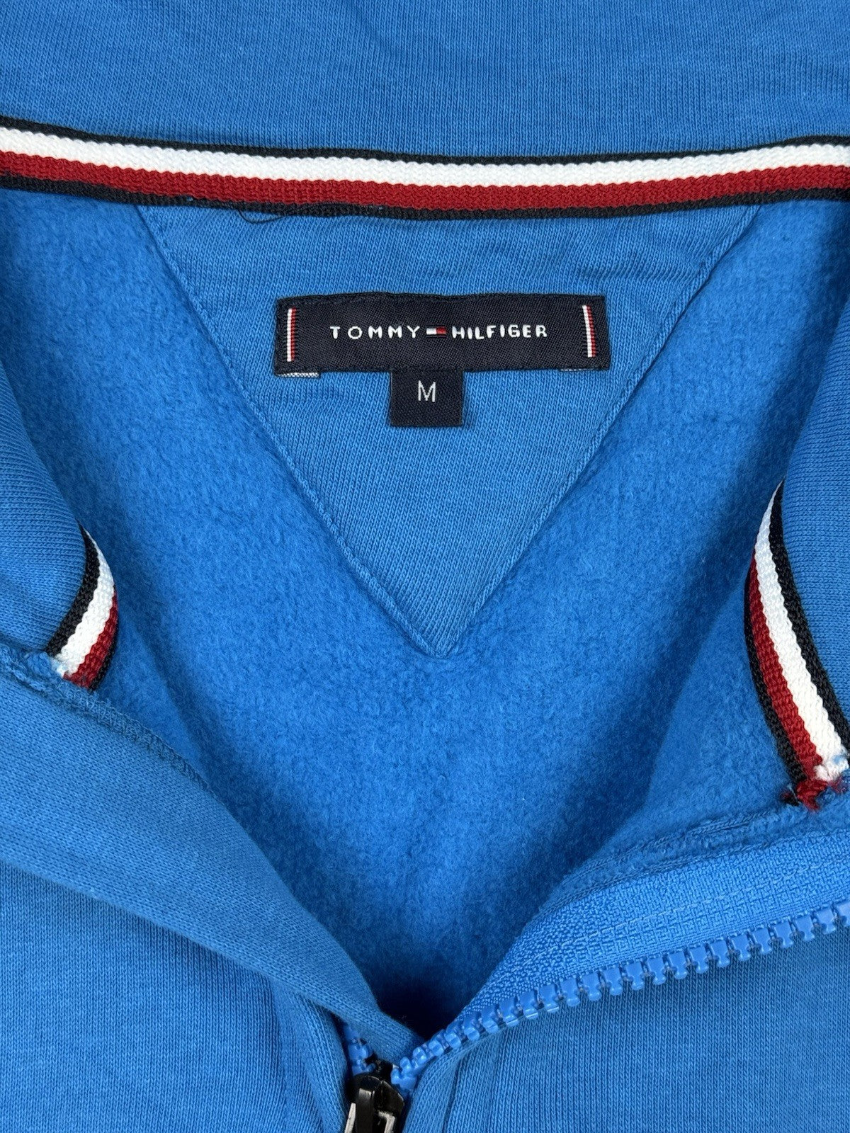 Tommy Hilfiger Blue 1/4 Zip Embroidered Jumper Medium