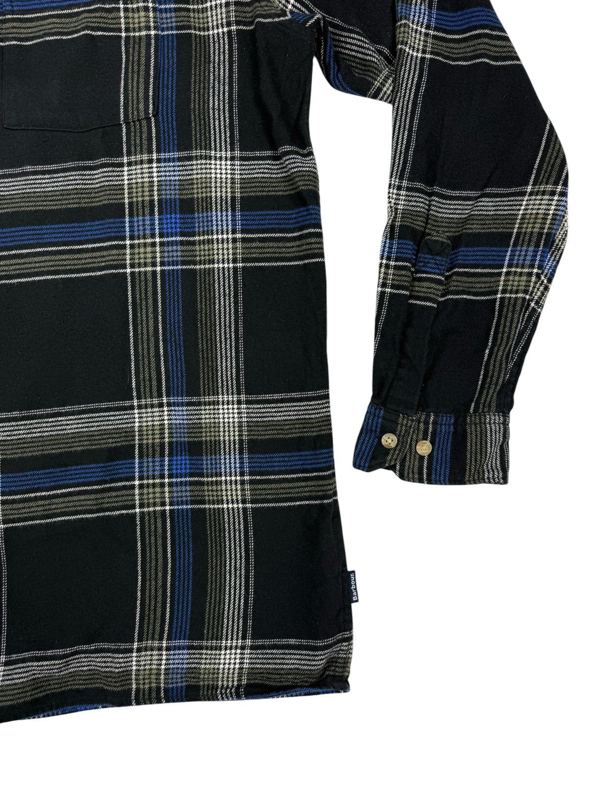 Barbour Black Plaid Check Cotton Button Up Shirt XL