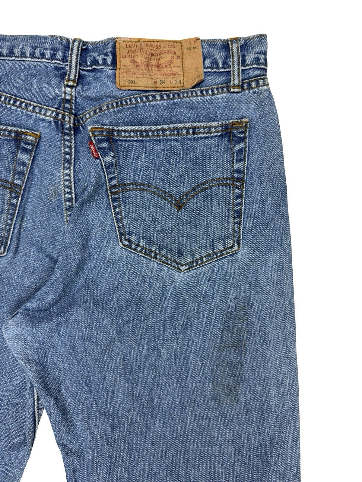 Levi's 501 Vintage Relaxed Fit Tapered Leg Blue Denim Jeans 34W 34L USA