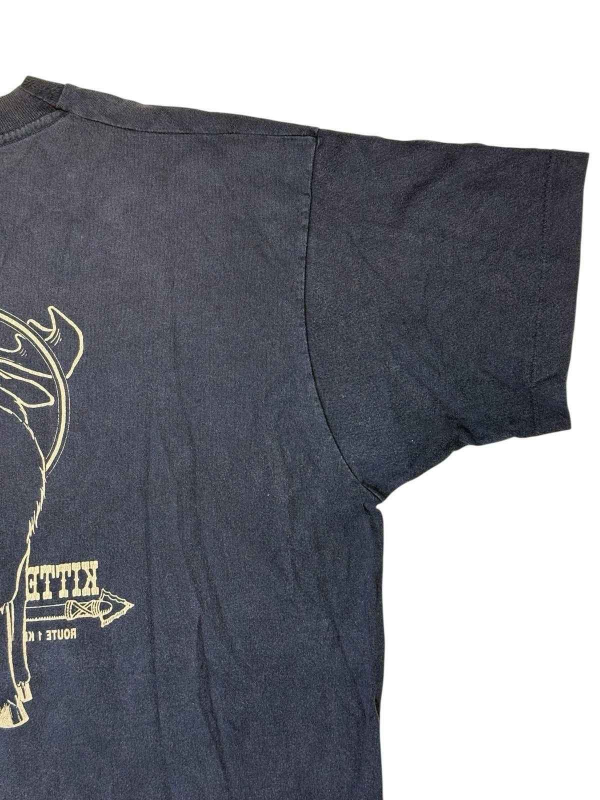 Vintage Blue Kittery Trading Post Funny Novelty Cotton Americana Top XL