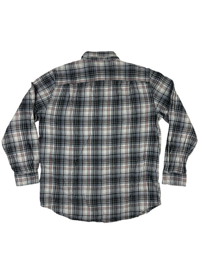 Carhartt Trumbull Grey Plaid Flannel Cotton Shirt Large Relaxed Fit Regular