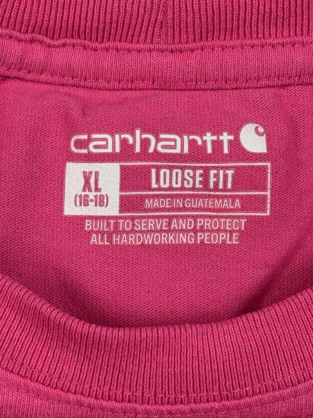 Carhartt Pink K87-W Pocket T-Shirt Loose Fit Women's XL (16-18)