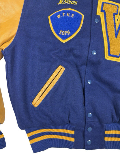 Vtg Grand Sporting Goods Blue USA High School Football Letterman Jacket Large
