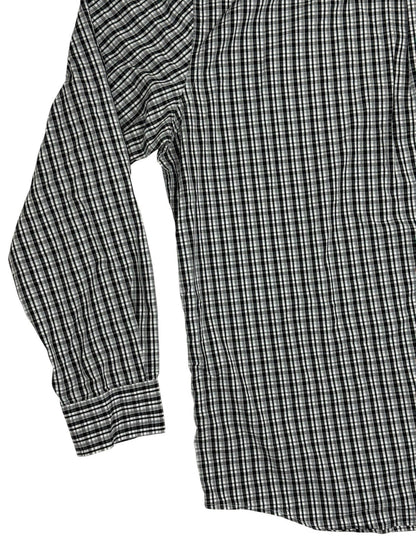 Chaps Black Plaid Stretch Easy Care Shirt 2XL
