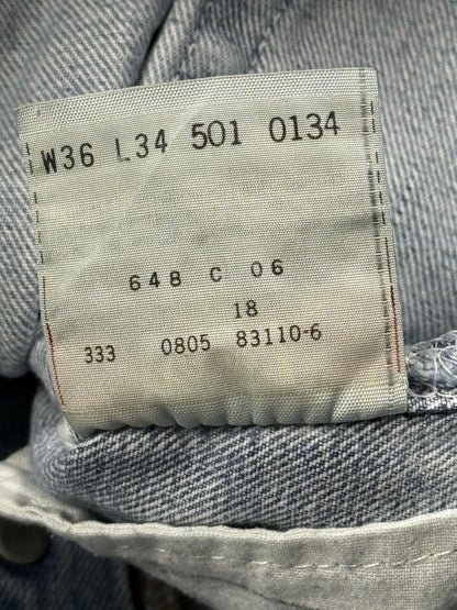 Levi's 501 Blue Retro Straight Leg Denim Jeans 36W 34L