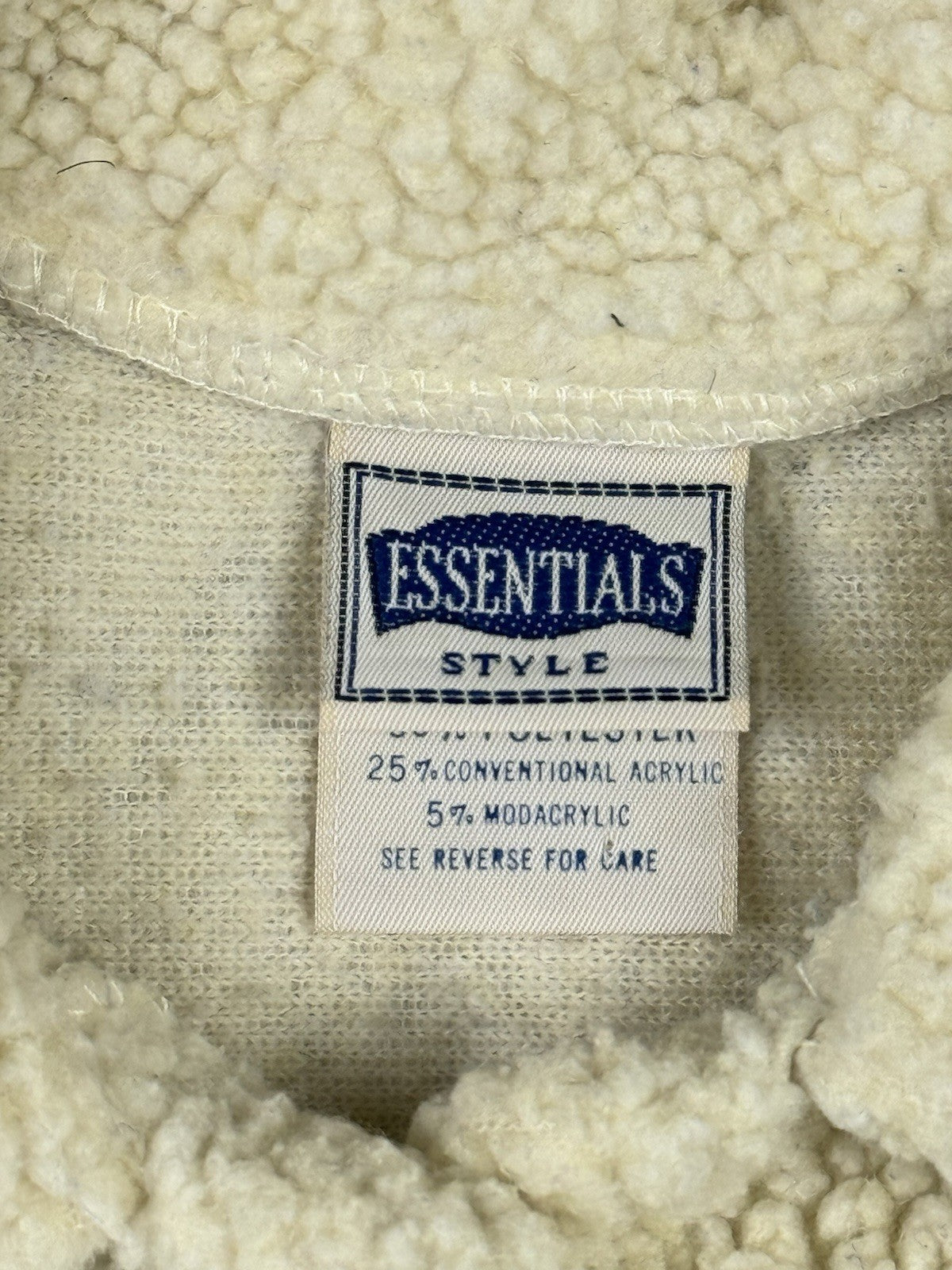 Essentials Style Retro Cream Argyle Fleece Button Jacket Medium