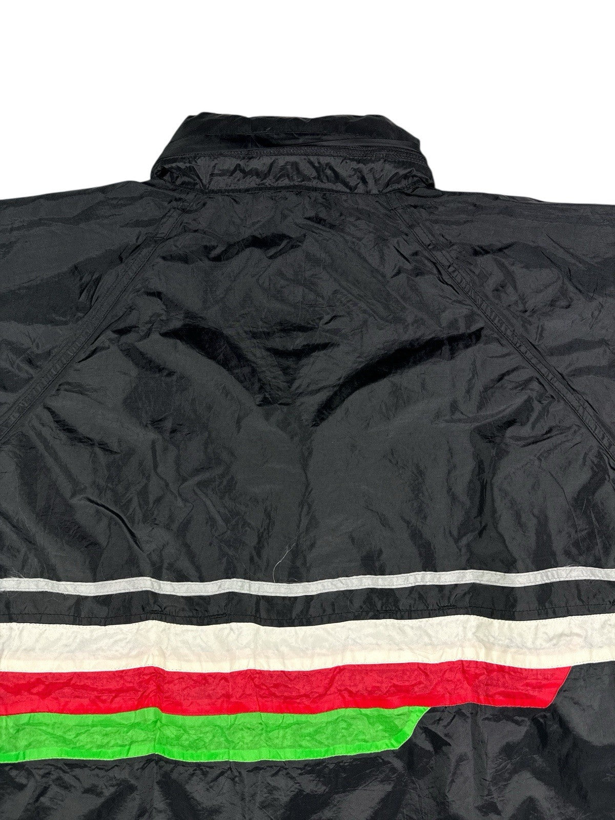 Adidas Vintage Black Hooded Striped Zip Track Jacket Large