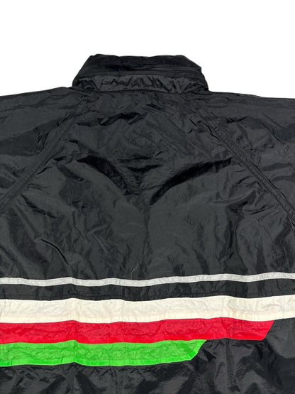 Adidas Vintage Black Hooded Striped Zip Track Jacket Large