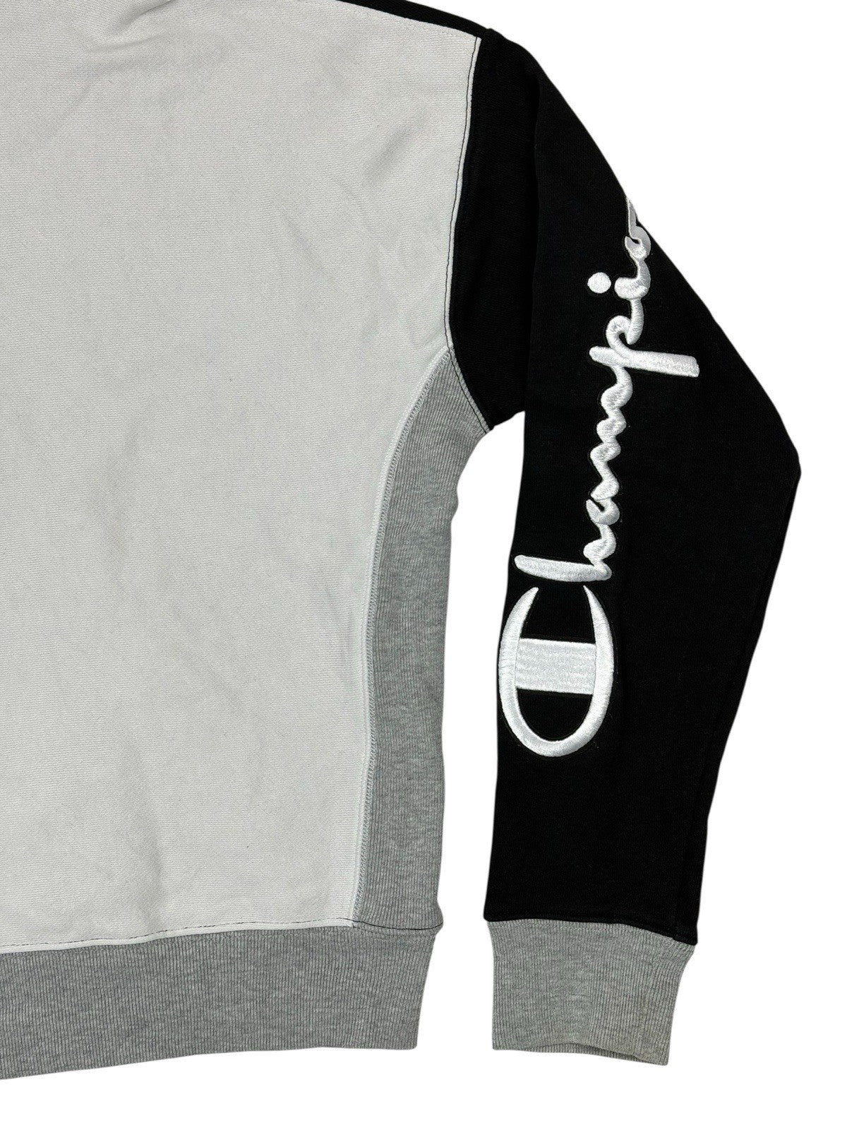 Champion Black Embroidered Colourblock Retro Hoodie Small