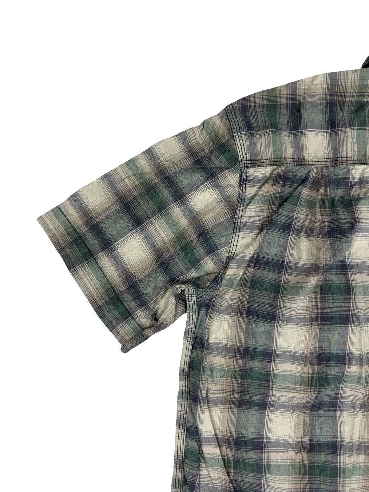 Carhartt Green Grey Plaid Short Sleeve Relaxed Fit Button Shirt Large Regular