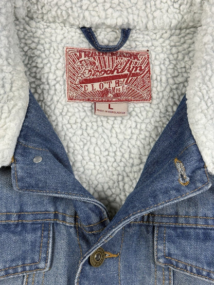 Brooklyn Cloth Retro Blue Shearling Lined Trucker Jacket Large