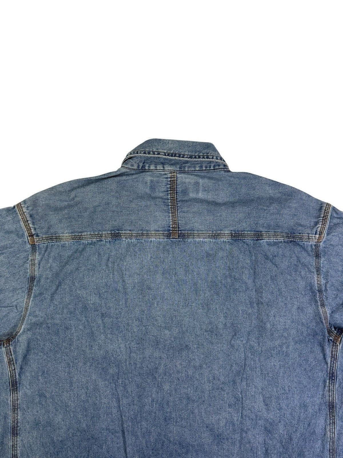 Wrangler Riggs Workwear Blue Cotton Denim Button Collar Shirt XL