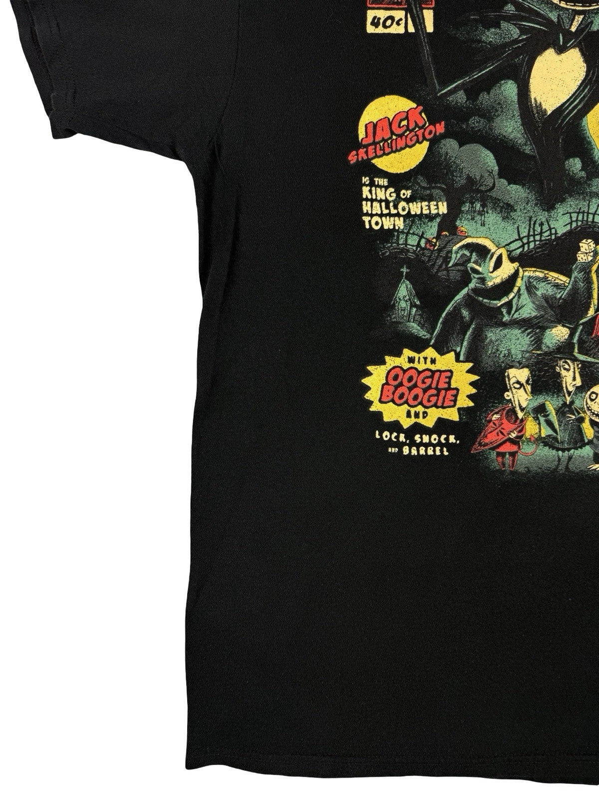 The Nightmare Before Christmas Black Comic Book Print Top Large