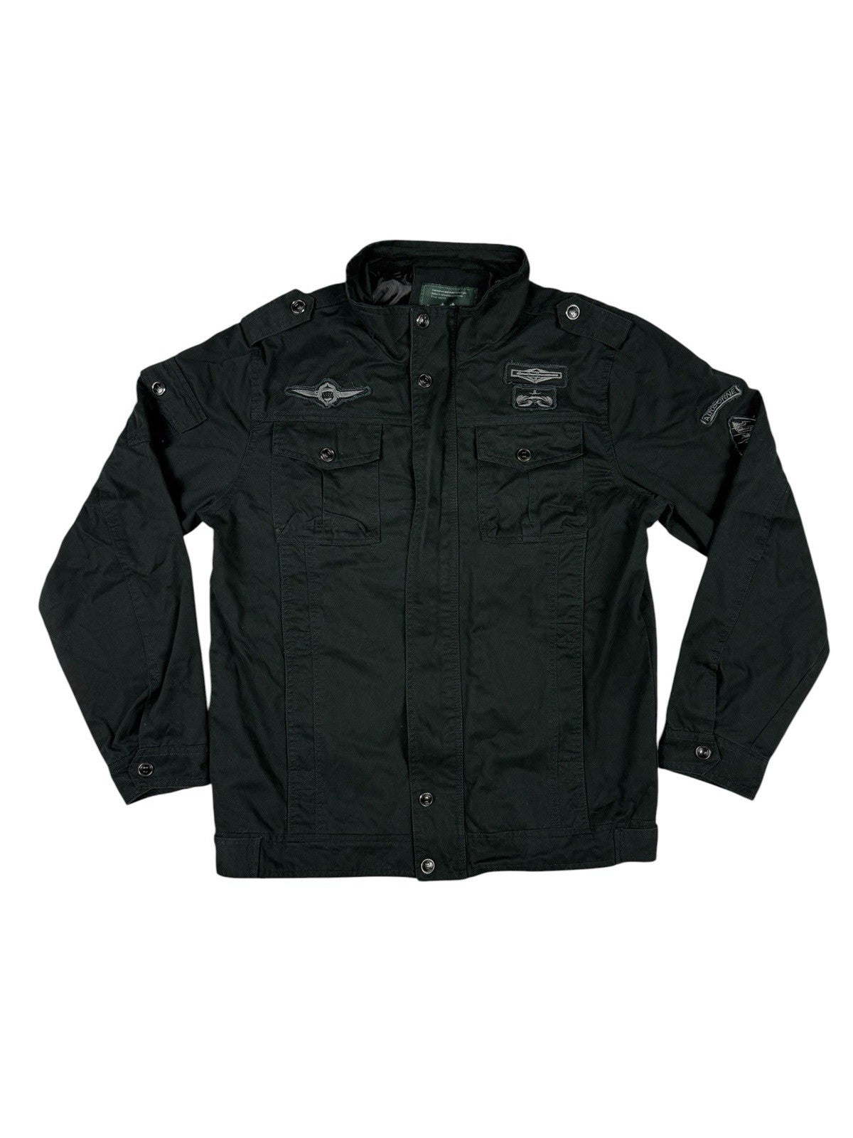 Free Spirit Black Zip Military Coat Jacket Medium