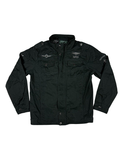 Free Spirit Black Zip Military Coat Jacket Medium
