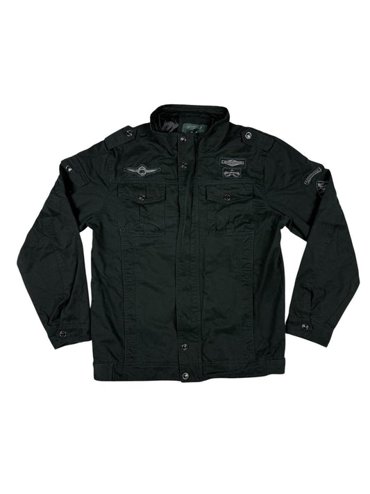Free Spirit Black Zip Military Coat Jacket Medium