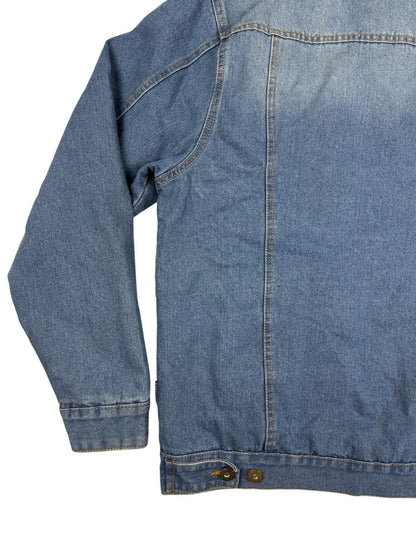 Brooklyn Cloth Retro Blue Shearling Lined Trucker Jacket Large