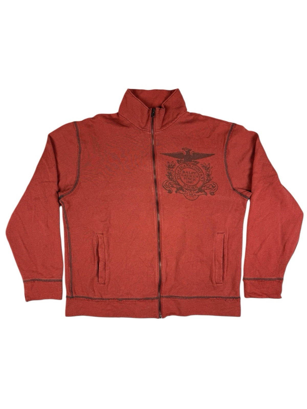 Polo Jeans Company Orange Zip Cotton Blend Jacket Medium