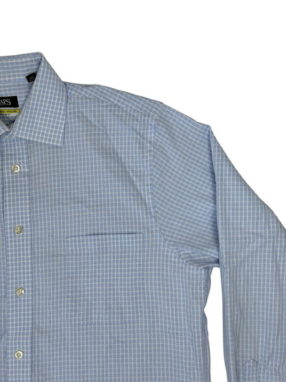 Chaps Blue Check Long Sleeve Collared Shirt Large (16in Collar)